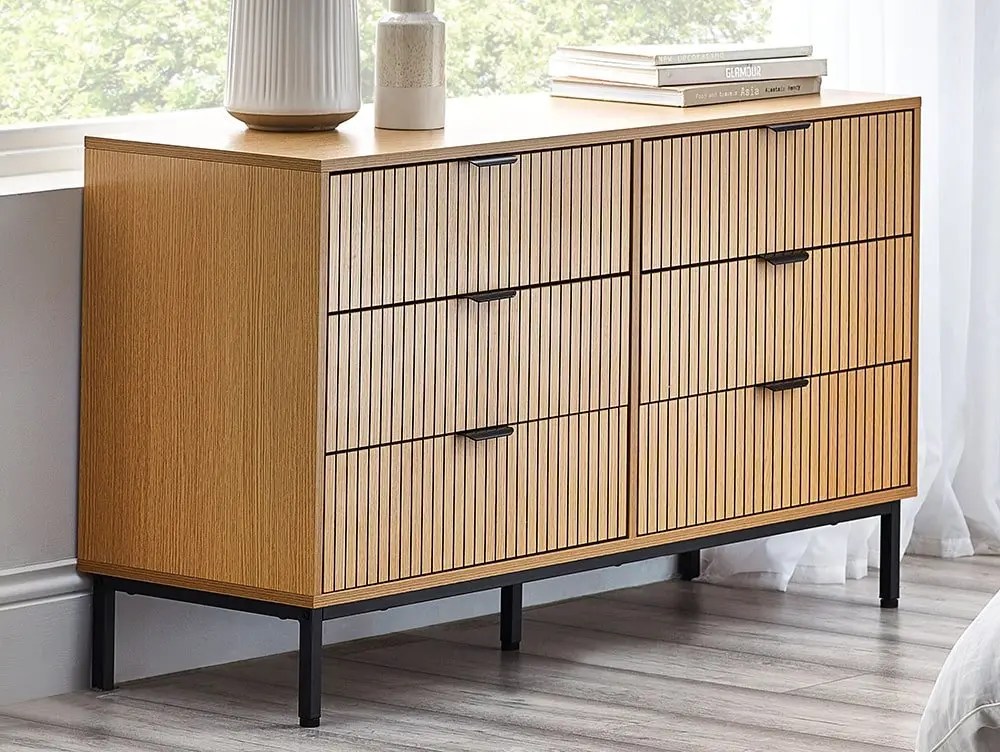 Julian Bowen Sia Oak 6 Drawer Chest of Drawers