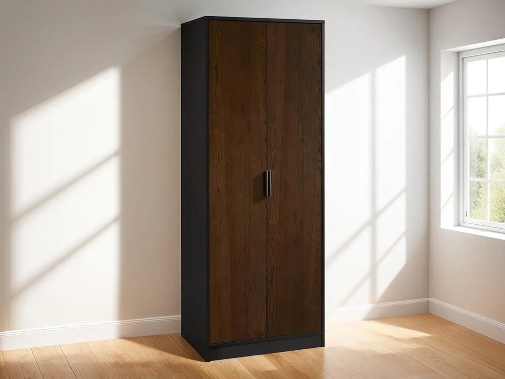 Julian Bowen Alba Black and Walnut 2 Door Wardrobe