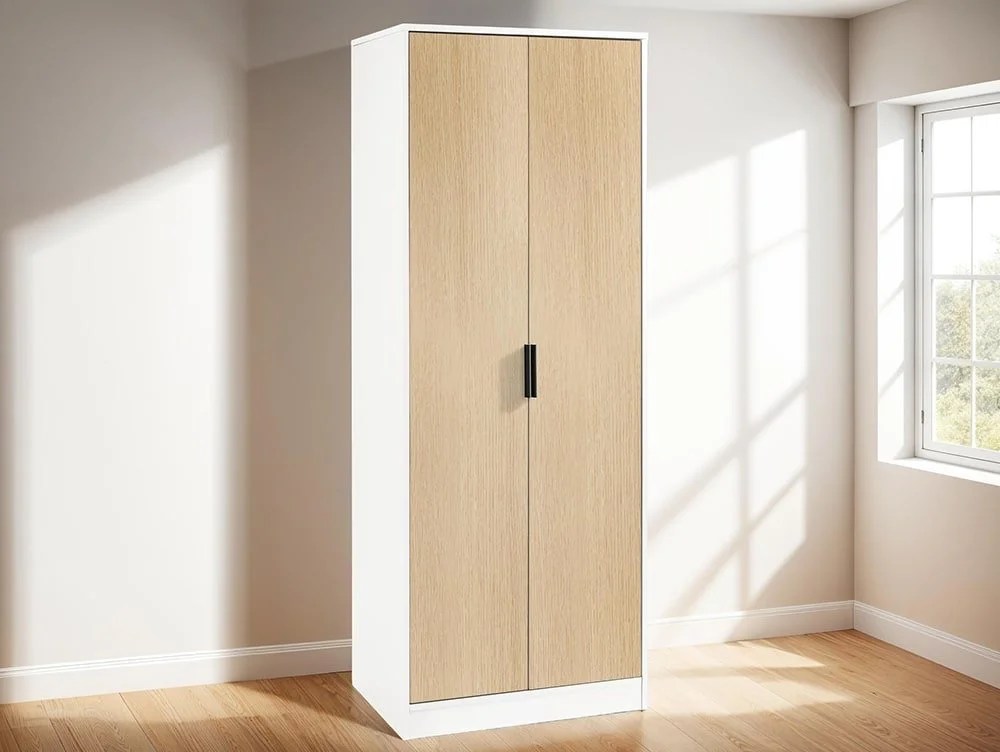 Julian Bowen Alba White and Oak 2 Door Wardrobe