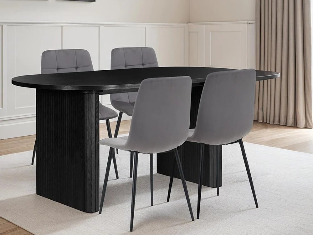 Birlea Axel Black Dining Table and 4 Chair Set