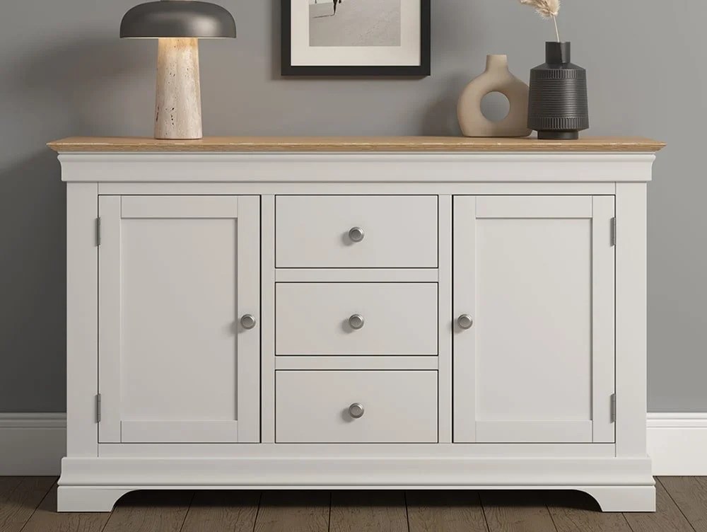 Seconique Bordeaux Ivory and Oak 2 Door 3 Drawer Sideboard (Assembled)
