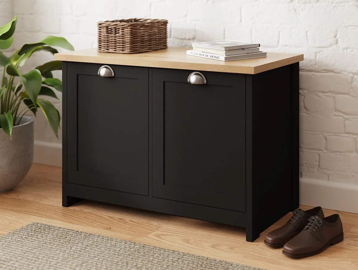 GFW Lancaster Black 2 Door Shoe Storage