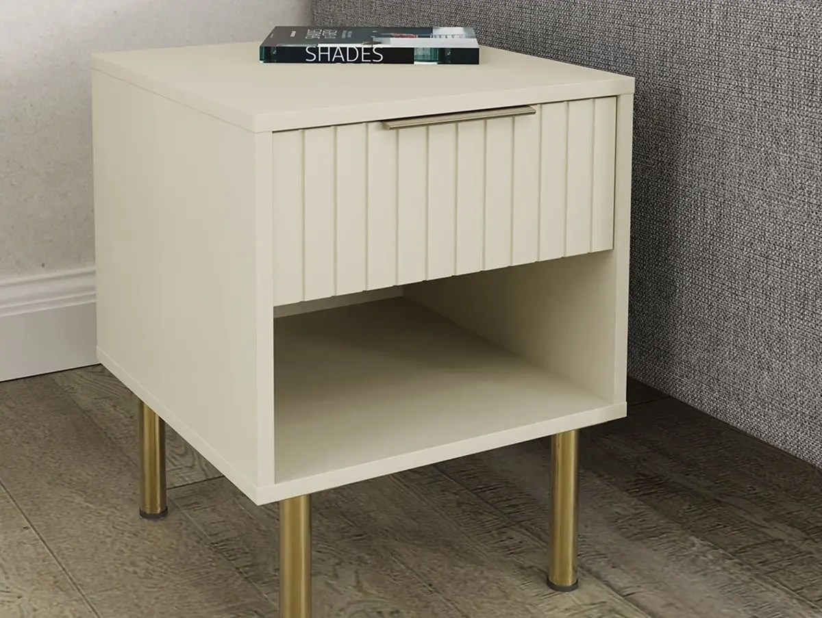 GFW Nervata Ivory 1 Drawer Lamp Table