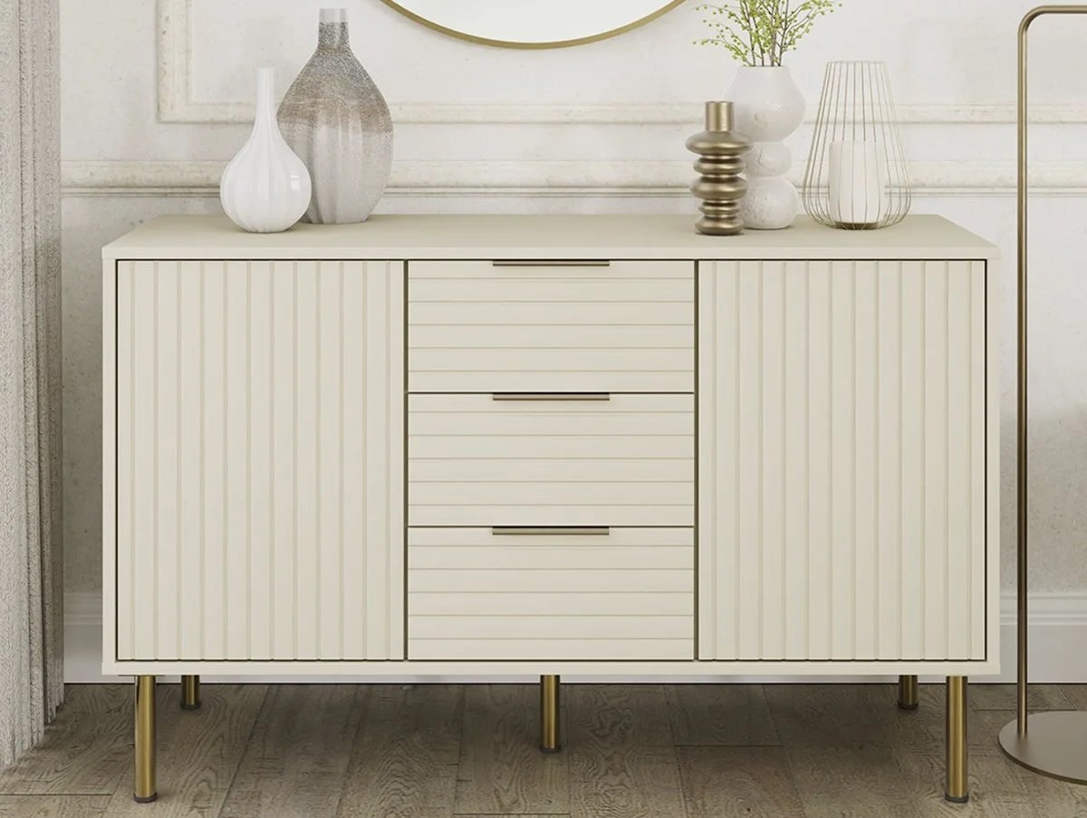 GFW Nervata Ivory 2 Door 3 Drawer Sideboard