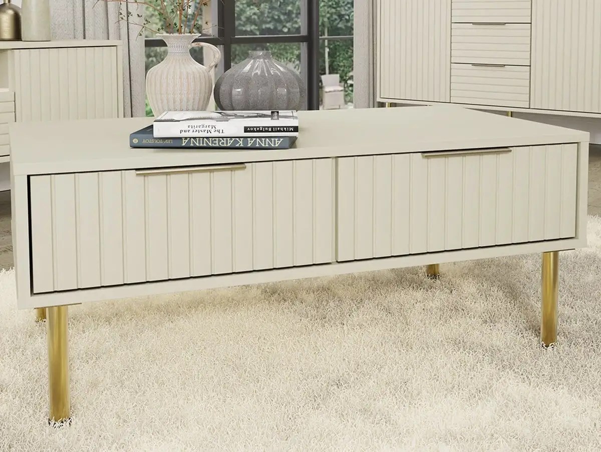 GFW Nervata Ivory 2 Drawer Coffee Table