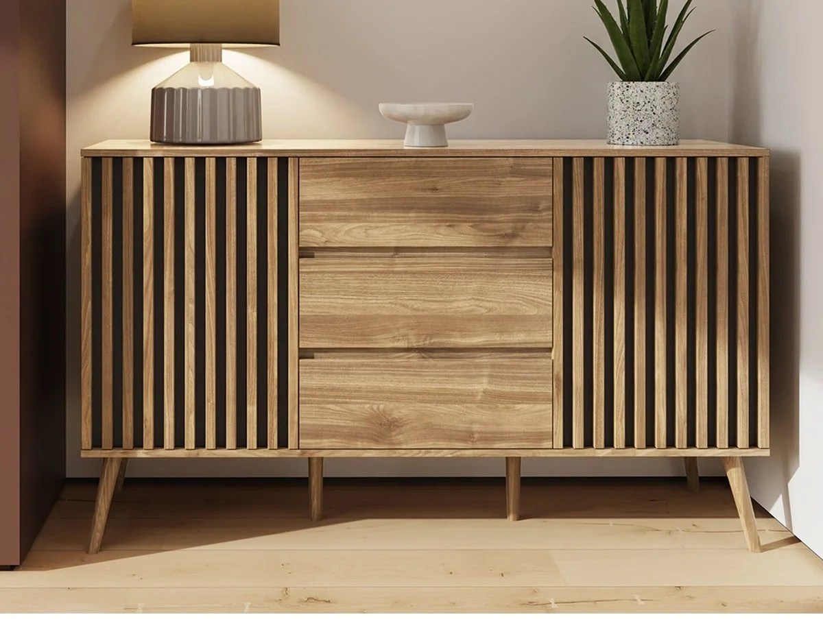 GFW Rowan Oak 2 Door 3 Drawer Sideboard