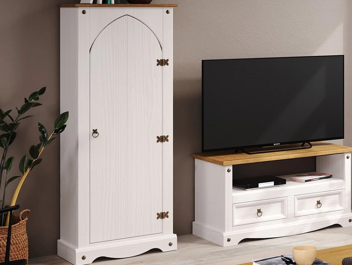 Core Corona White Wax Vestry Wooden Cupboard