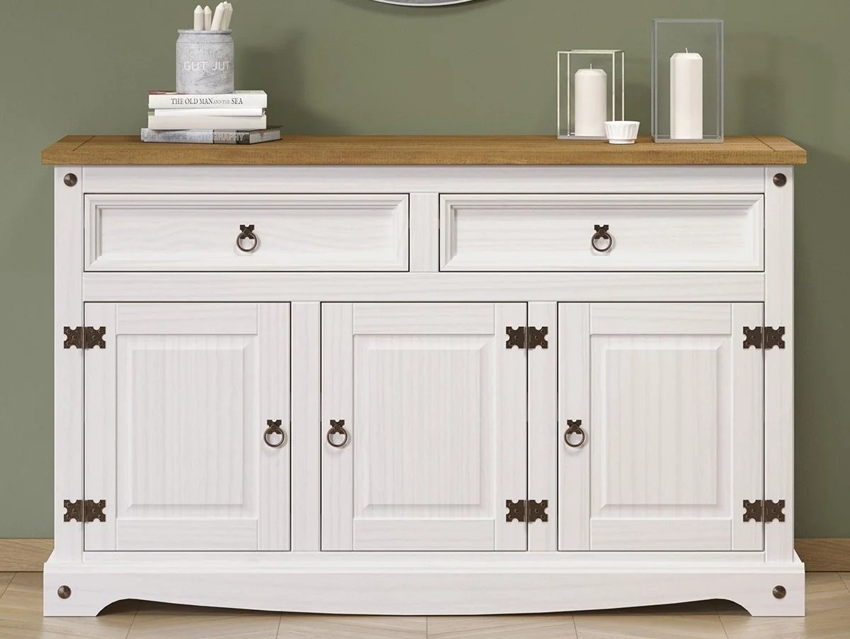 Core Corona White Wax 3 door 2 Drawer Sideboard