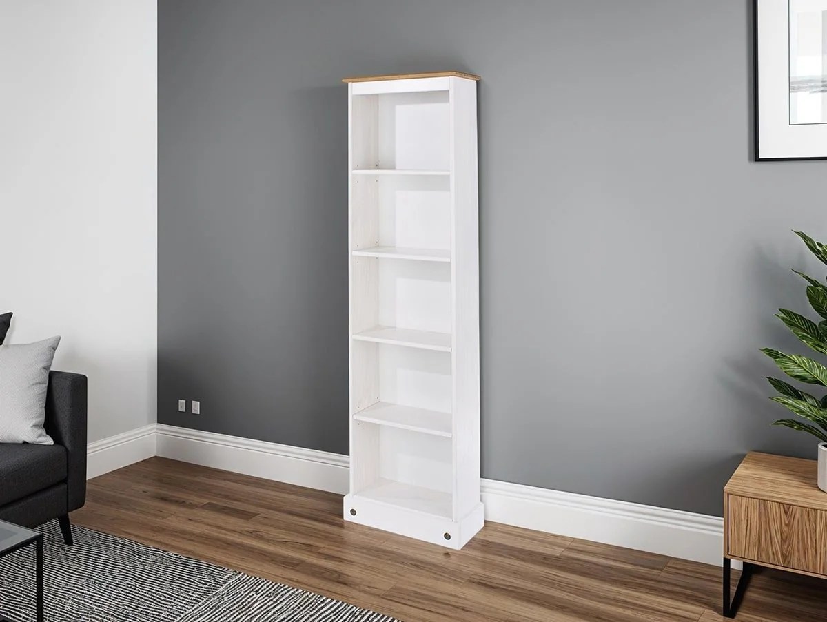 Core Corona White Wax Wooden Tall Bookcase