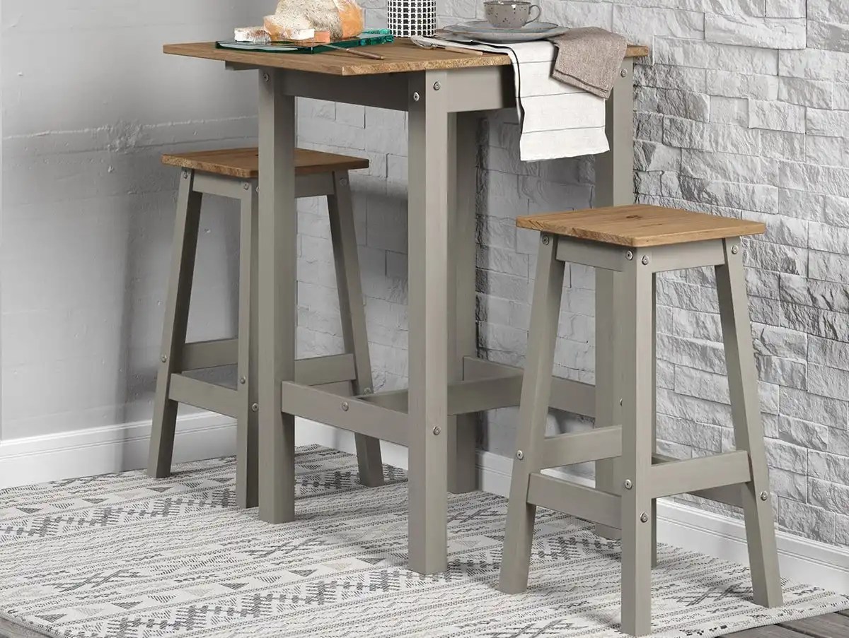 Core Linea Grey Drop Leaf Dining Table & 2 Stool Set