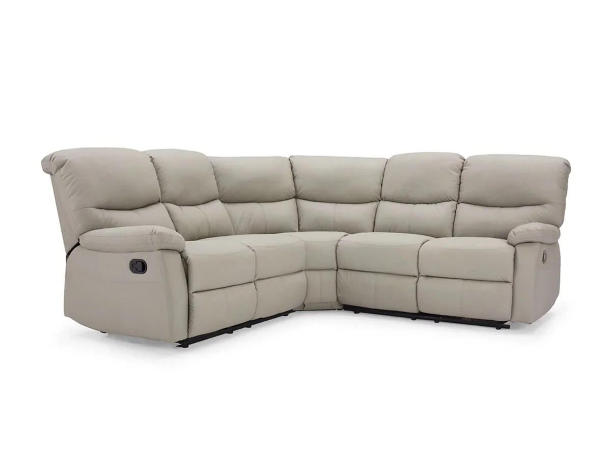 TGC Benji Light Grey Faux Leather Power Recliner Corner Sofa