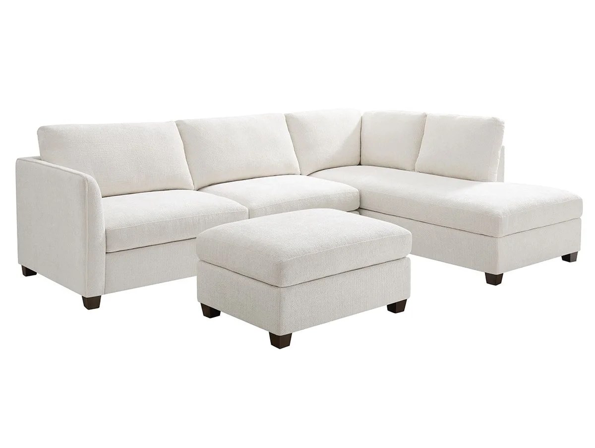 TGC Brittany Cream Chenille Fabric Right Hand Corner Sofa with Footstool