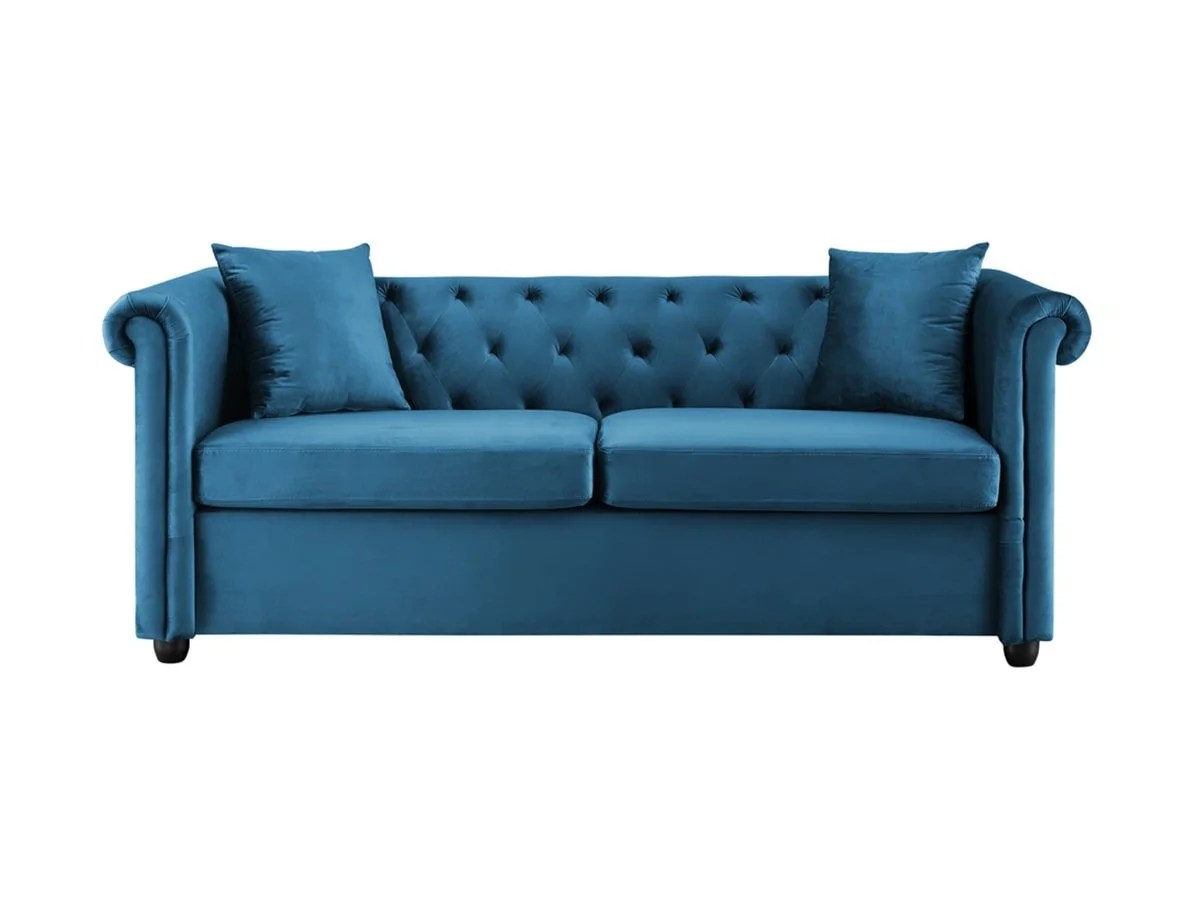 TGC Cambridge Blue Velvet Fabric 3 Seater Sofa