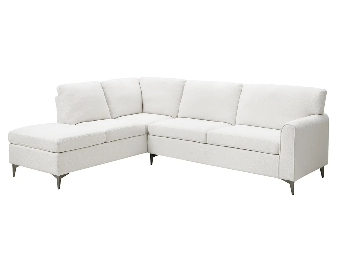 TGC Elise White Boucle Fabric Left Hand Corner Sofa