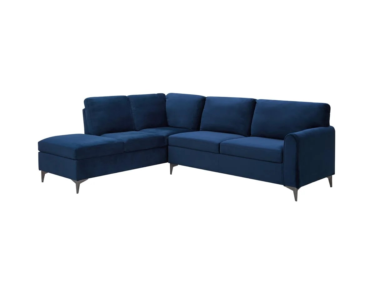 TGC Elise Navy Velvet Fabric Left Hand Corner Sofa