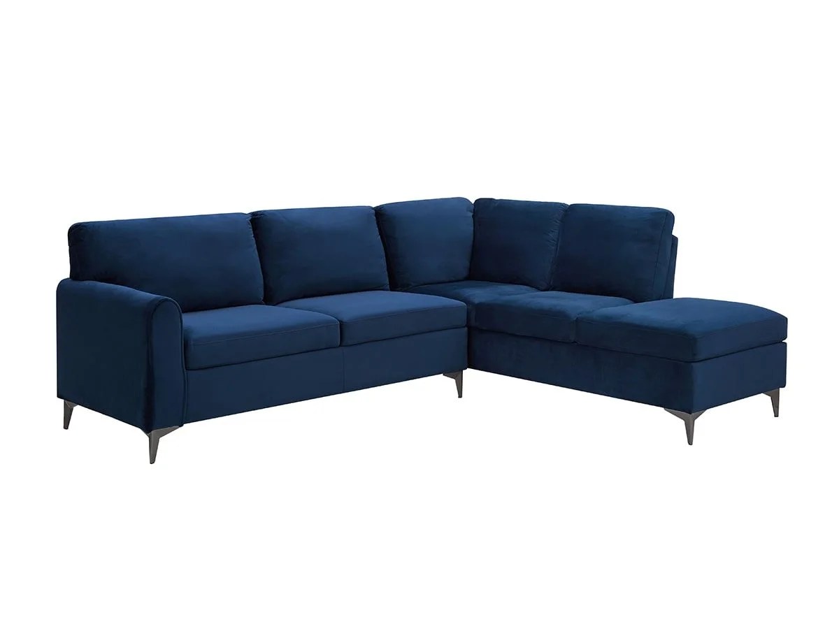 TGC Elise Navy Velvet Fabric Right Hand Corner Sofa