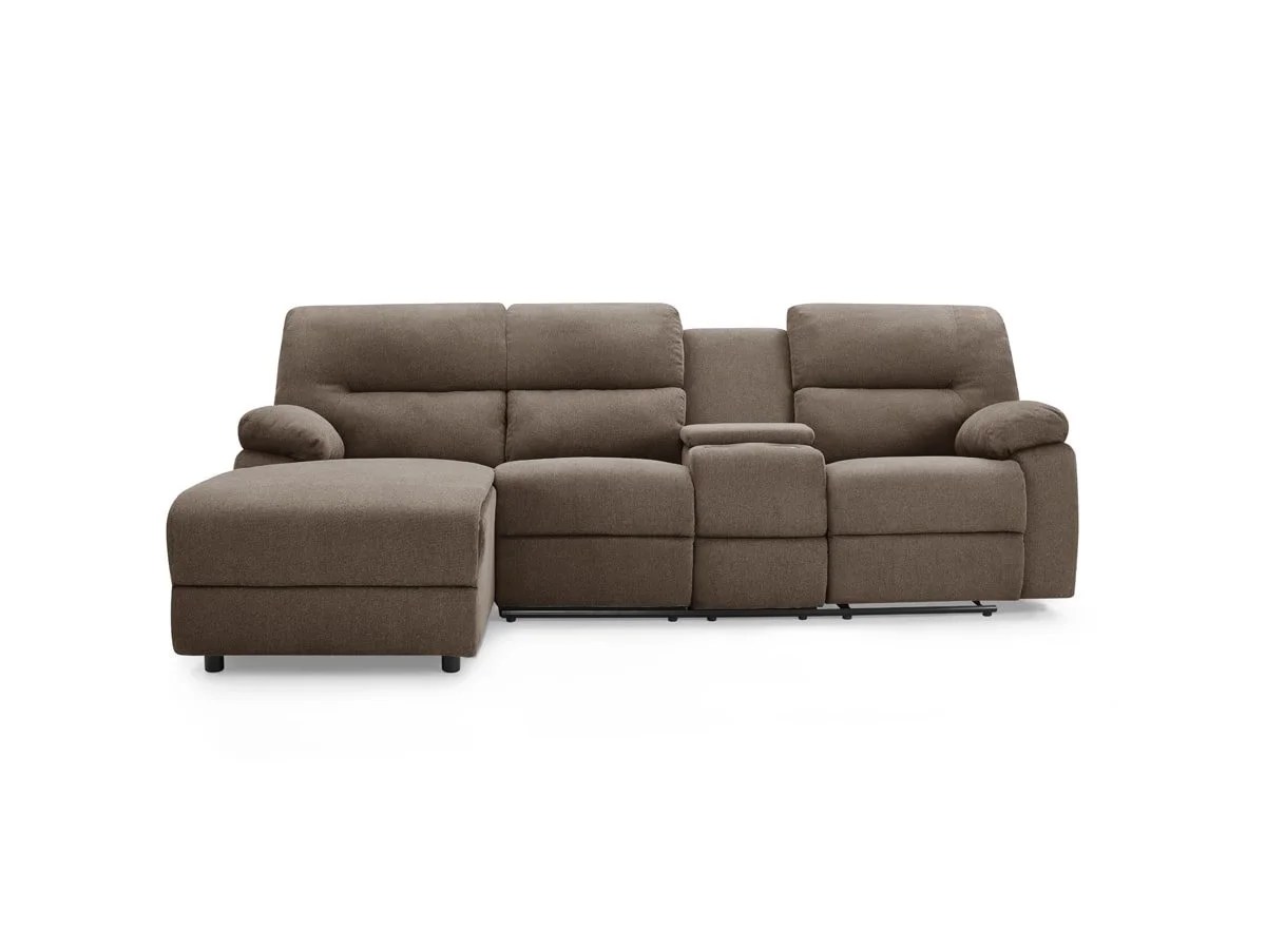 TGC Jake Brown Fabric Left Hand Fabric Chaise Recliner Sofa