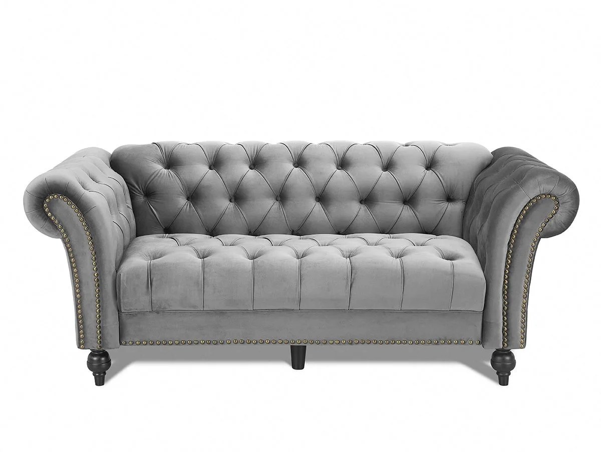 TGC Monroe Grey Velvet Fabric 3 Seater Sofa
