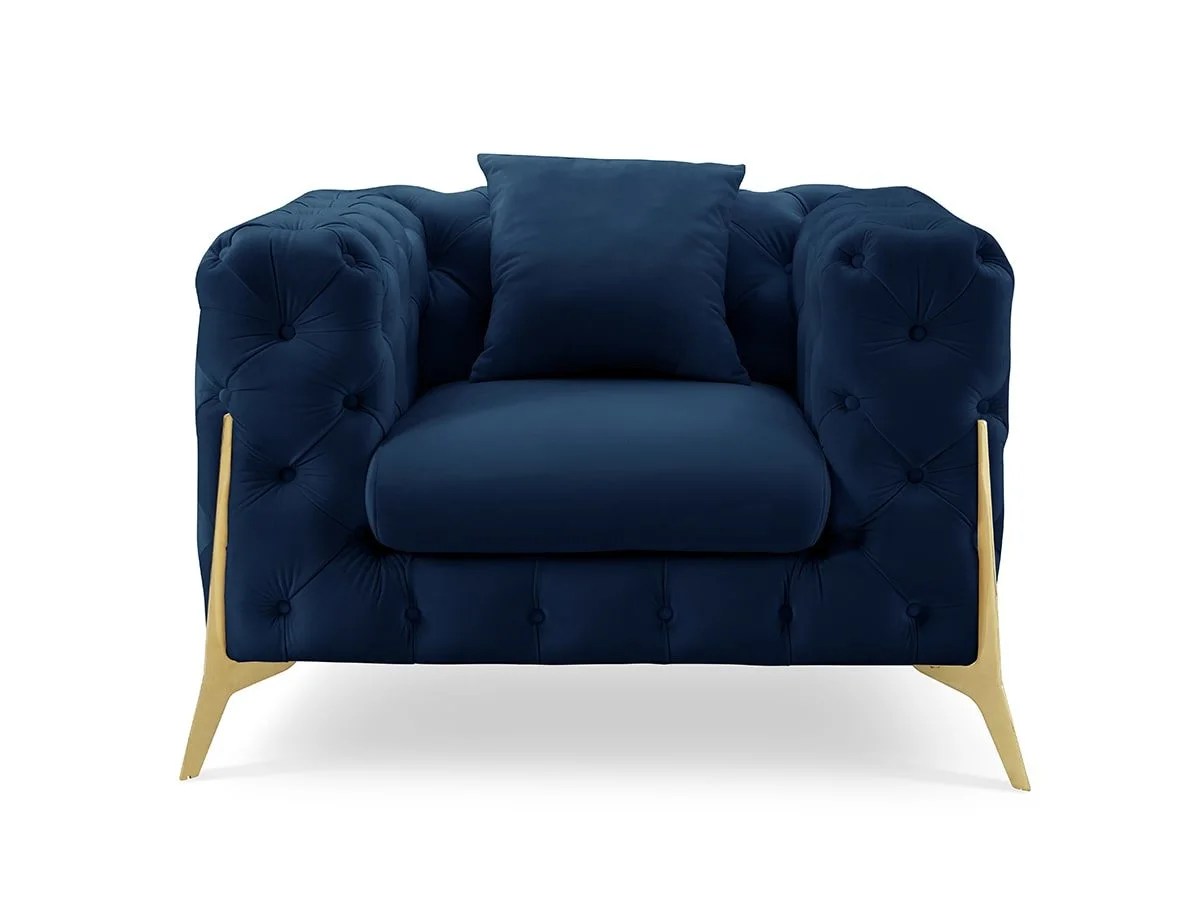 TGC Panther Blue Velvet Fabric Chair