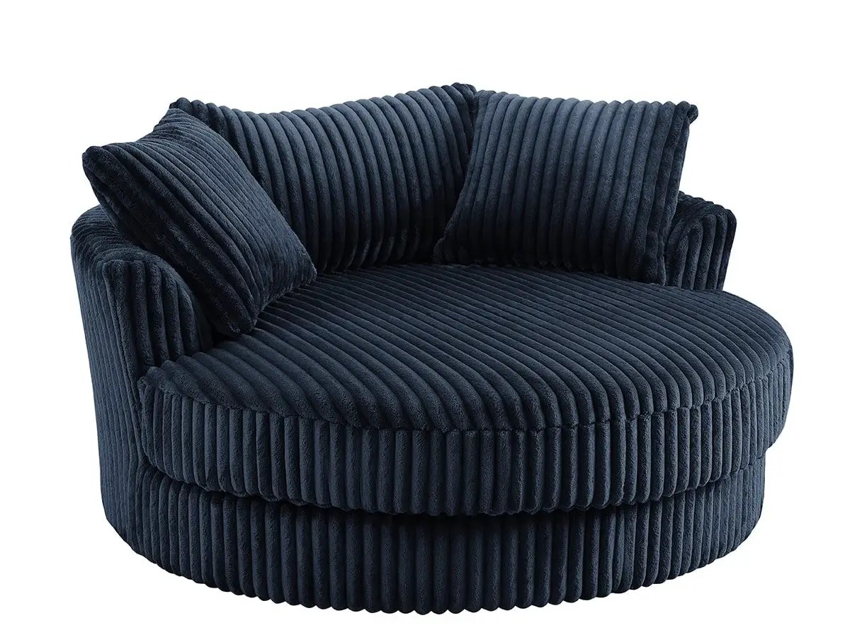 TGC Skye Blue Jumbo Cord Fabric Swivel Loveseat Chair