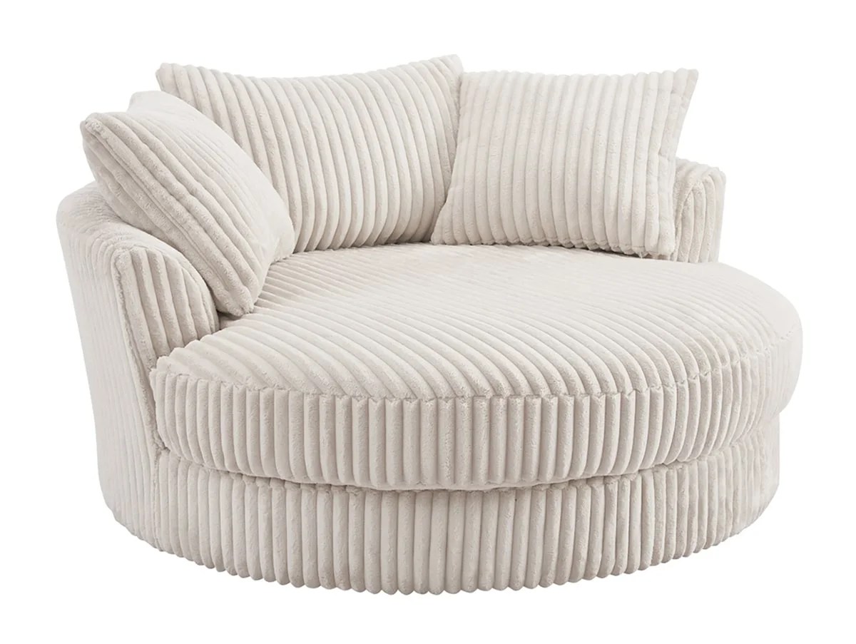 TGC Skye Cream Jumbo Cord Fabric Swivel Loveseat Chair