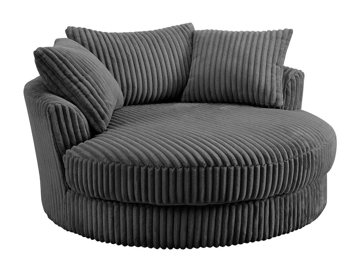 TGC Skye Grey Jumbo Cord Fabric Swivel Loveseat Chair