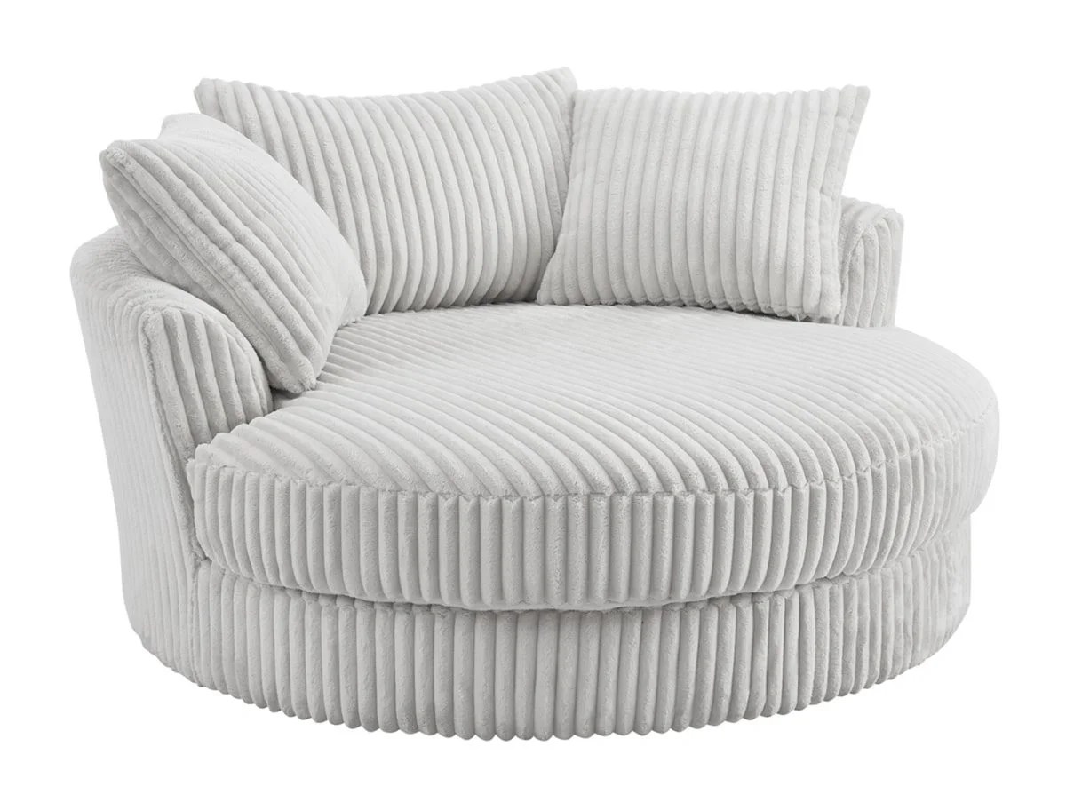 TGC Skye Silver Jumbo Cord Fabric Swivel Loveseat Chair