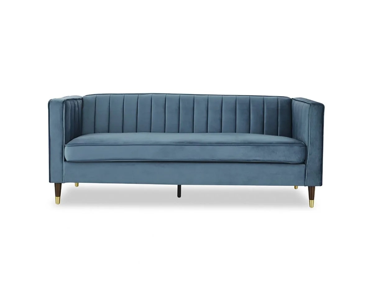 TGC Tammy Blue Velvet Fabric 3 Seater Sofa