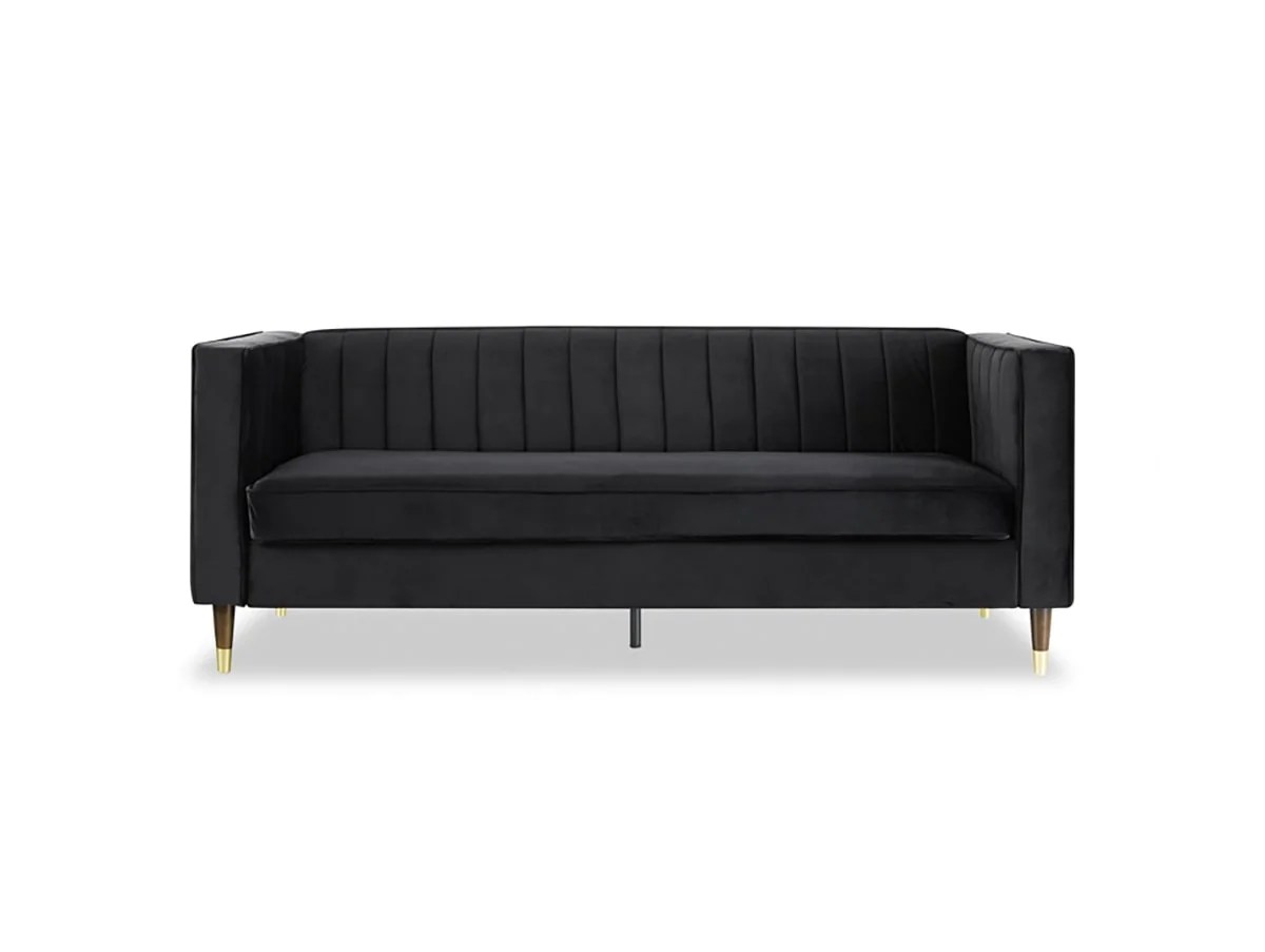 TGC Tammy Black Velvet Fabric 3 Seater Sofa