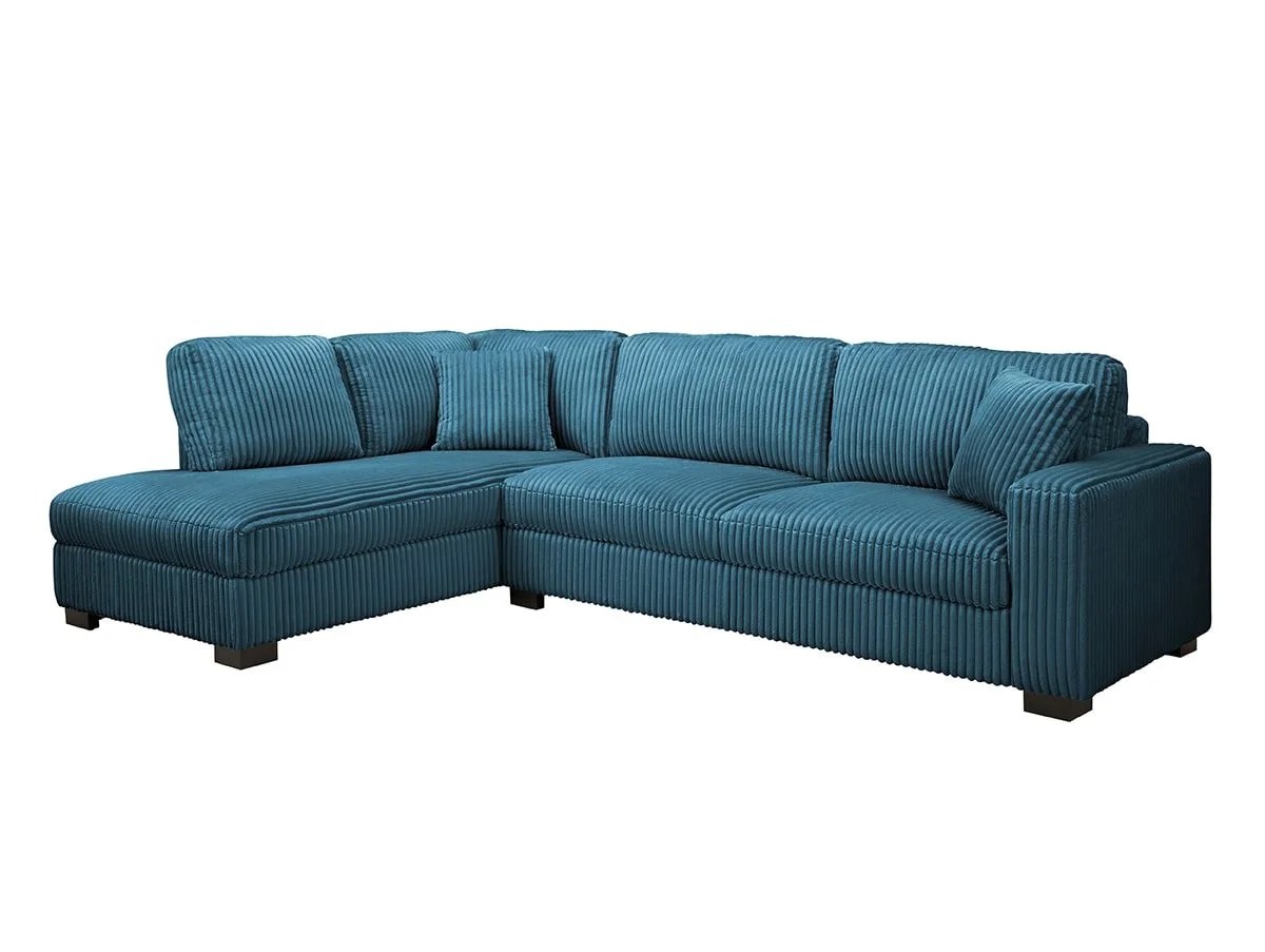 TGC Tracey Blue Cord Fabric Left Hand Corner Sofa