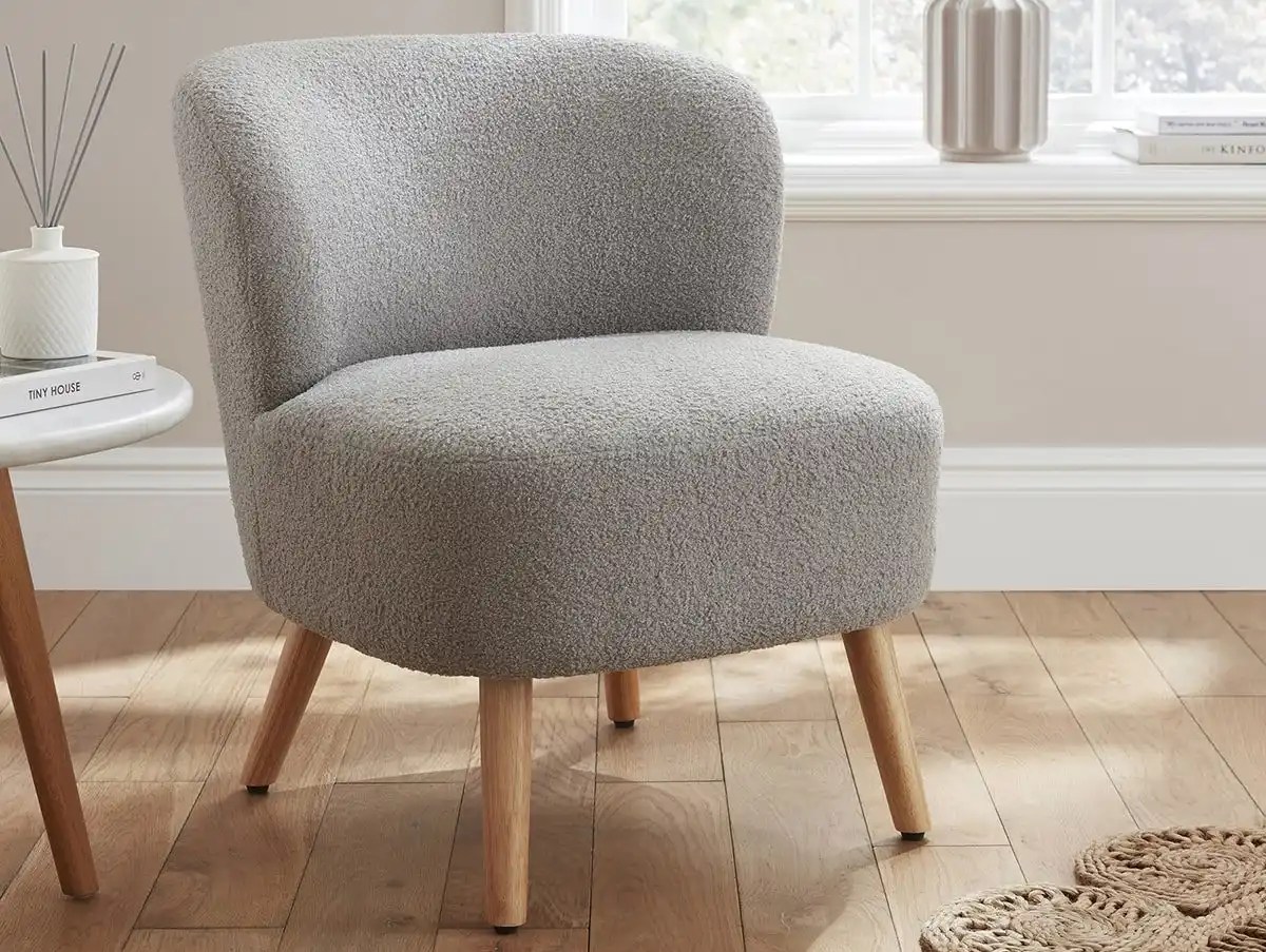 GFW Evie Boucle Grey Fabric Accent Chair