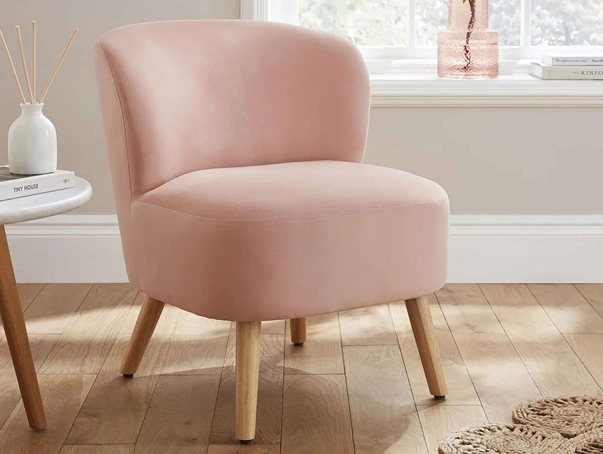 GFW Evie Blush Pink Velvet Fabric Accent Chair