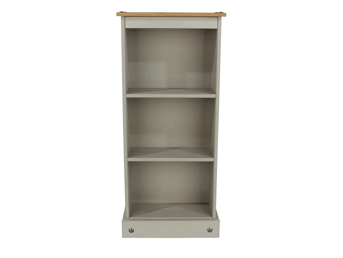 Core Corona Grey and Waxed Pine Low Narrow Bookcase