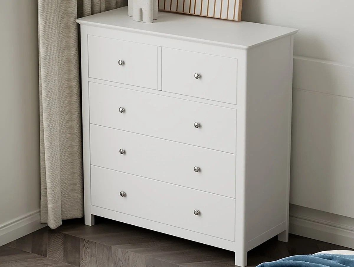 Core Nairn 2+3 Drawer White Chest of Drawers