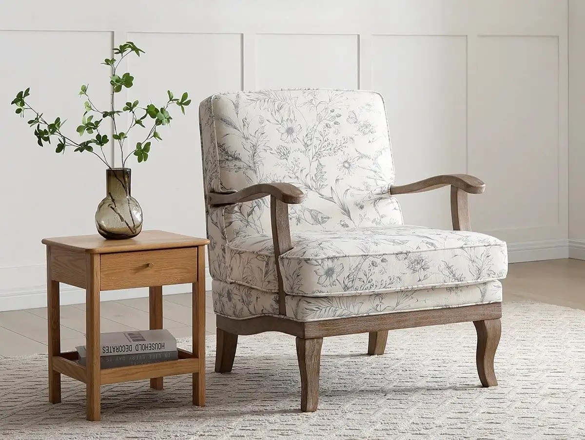 Kyoto Colwell Meadow Print Natural Accent Chair