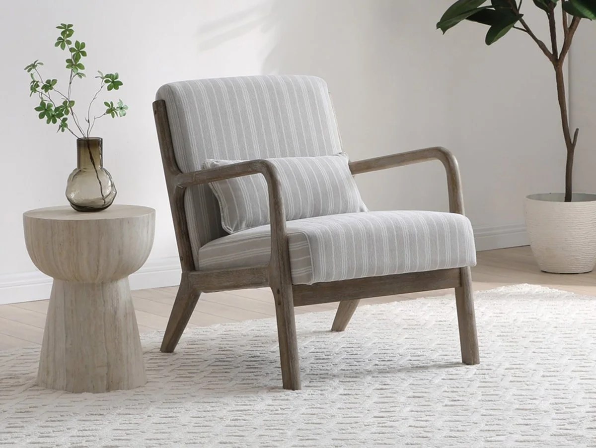 Kyoto Inca Natural Chenille Stripe Accent Chair