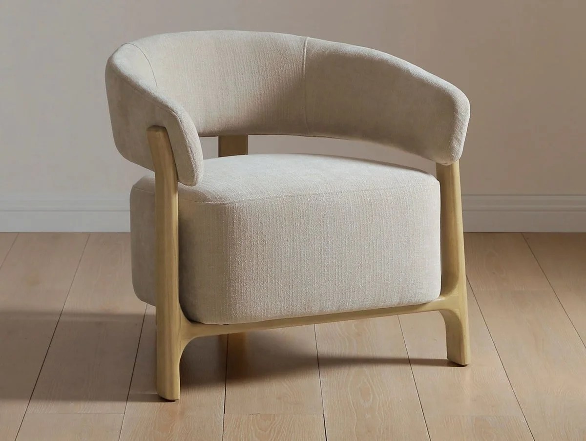 Kyoto Amos Taupe Chenille Fabric Accent Chair