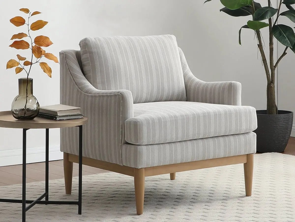 Kyoto Briar Natural Stripe Fabric Accent Chair