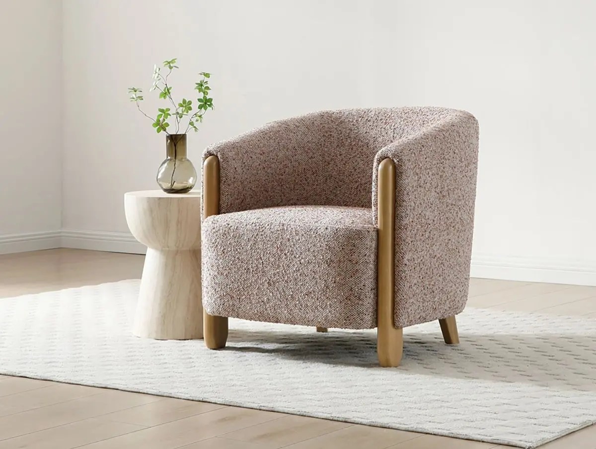 Kyoto Jules Natural Speckled Terracotta Fabric Accent Chair