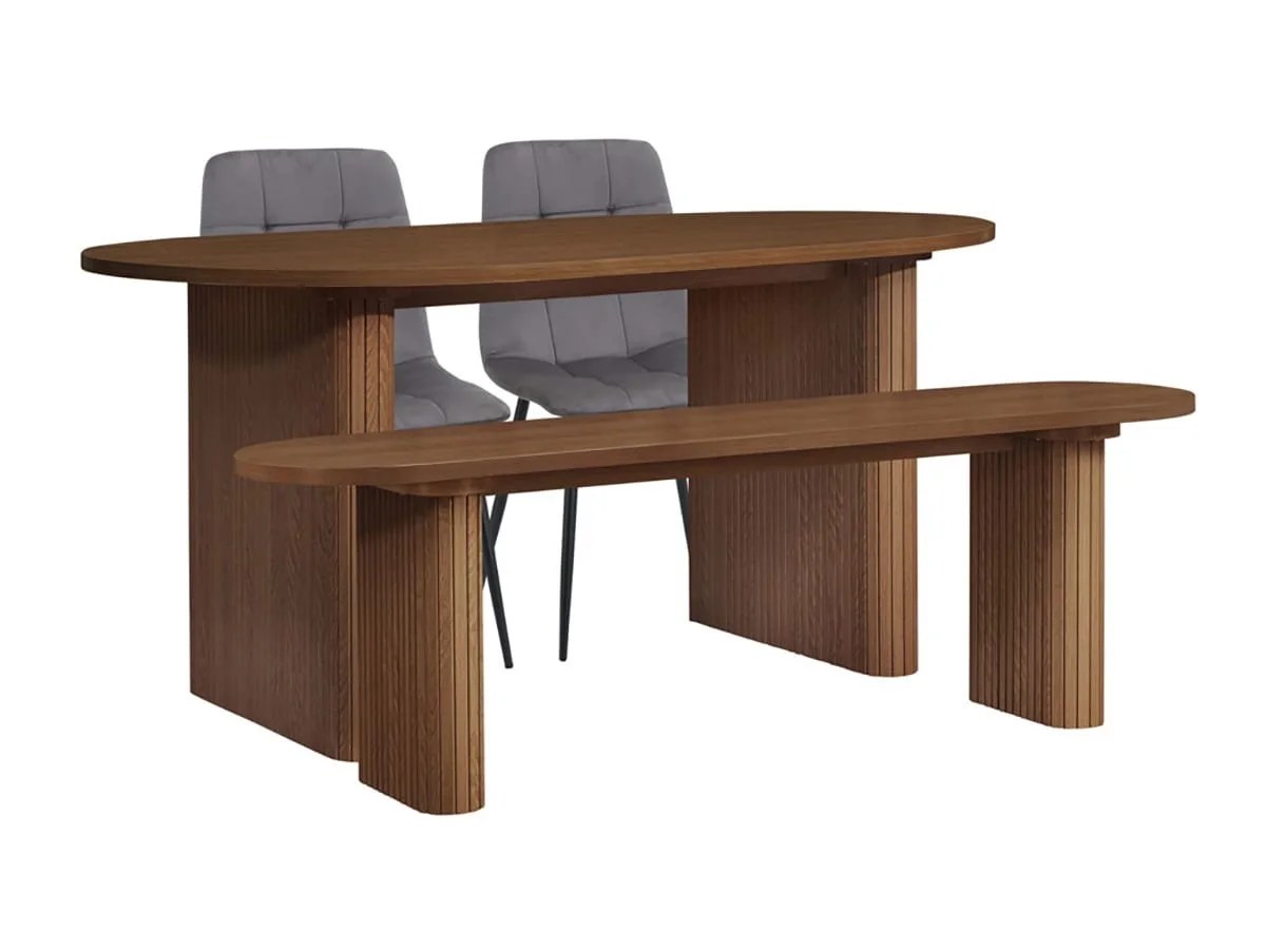 Birlea Axel Walnut 160cm Dining Table & Chair and Bench Set