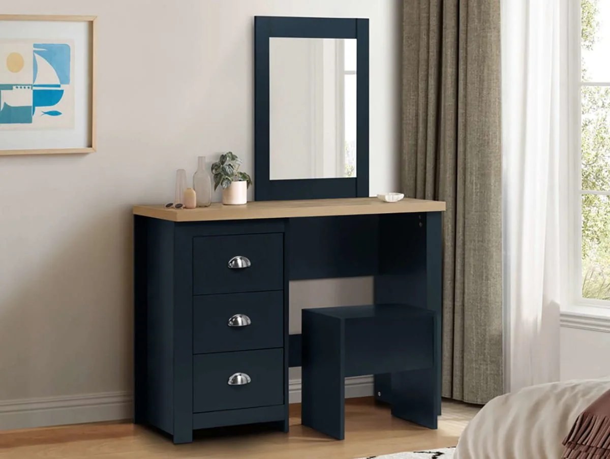 Birlea Highgate Navy and Oak Dressing Table with Stool