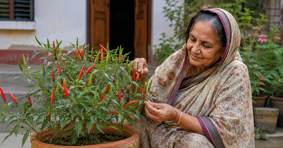 টবে ঝাল মরিচ চাষ