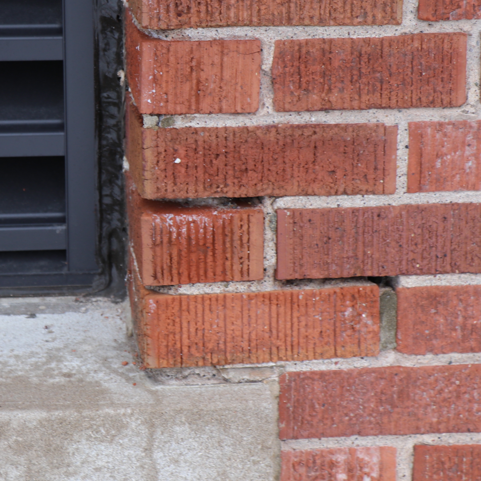 Deteriorated mortar than has fallen out