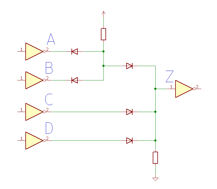 A circuit with diode logic