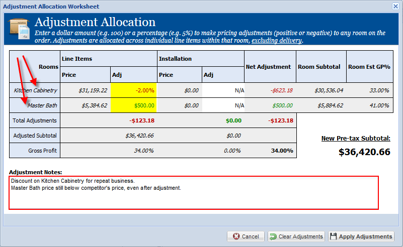 Adjustment Allocation