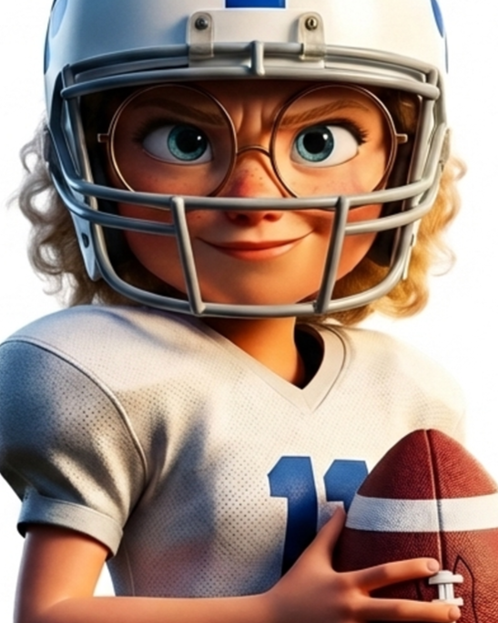 Kaycee of Breaking the Huddle - girl in helmet and pads who plays tackle with the boys - Breaking the Huddle Education