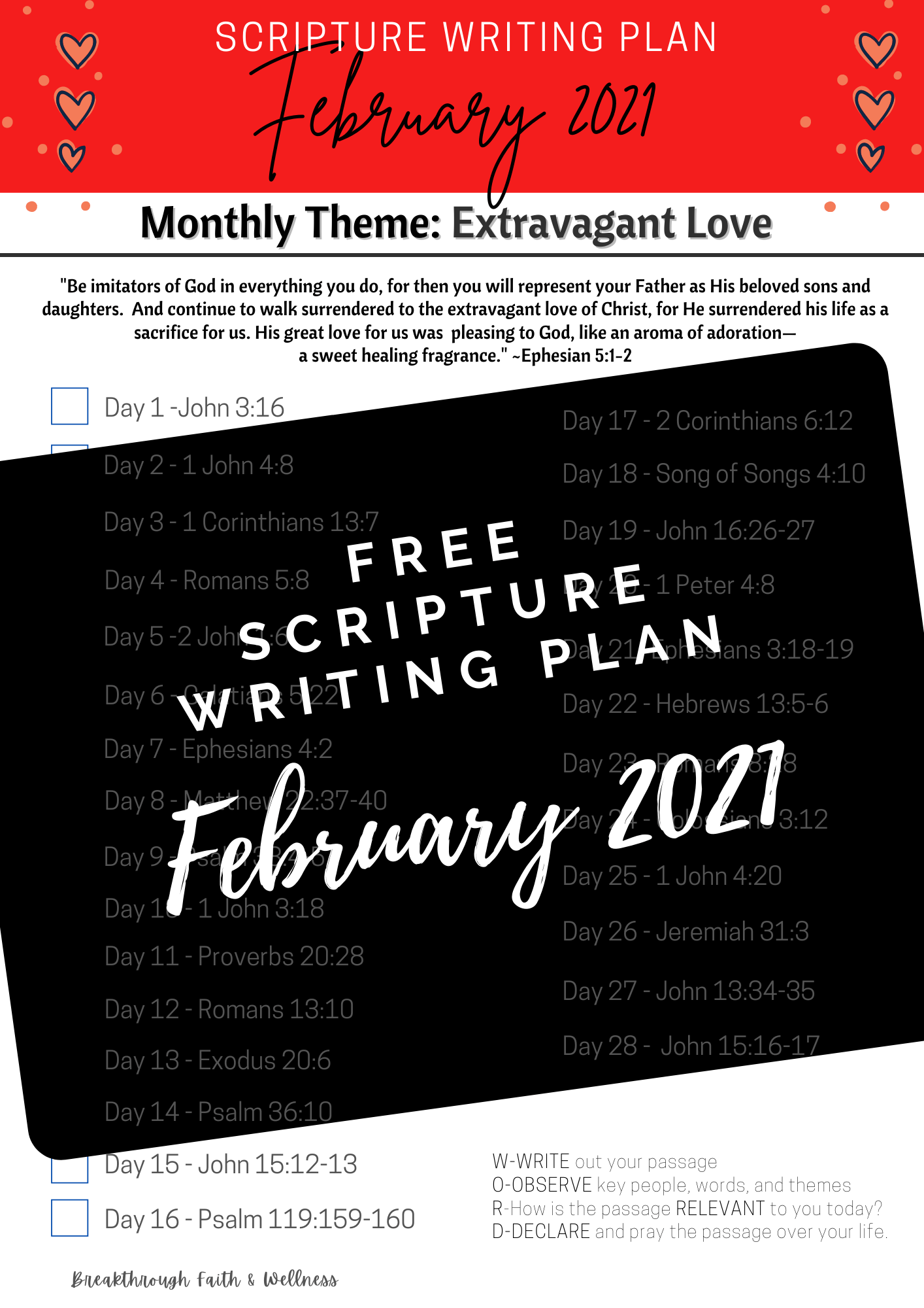 February Scripture Writing plan
