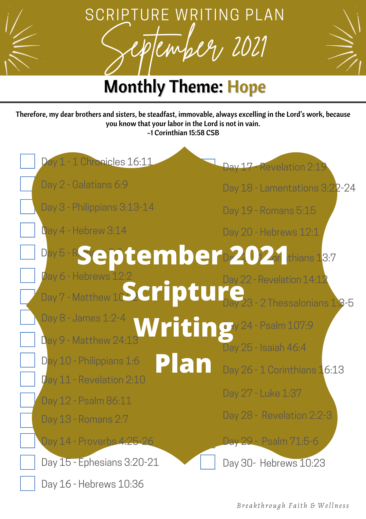 September Scripture Writing Plan