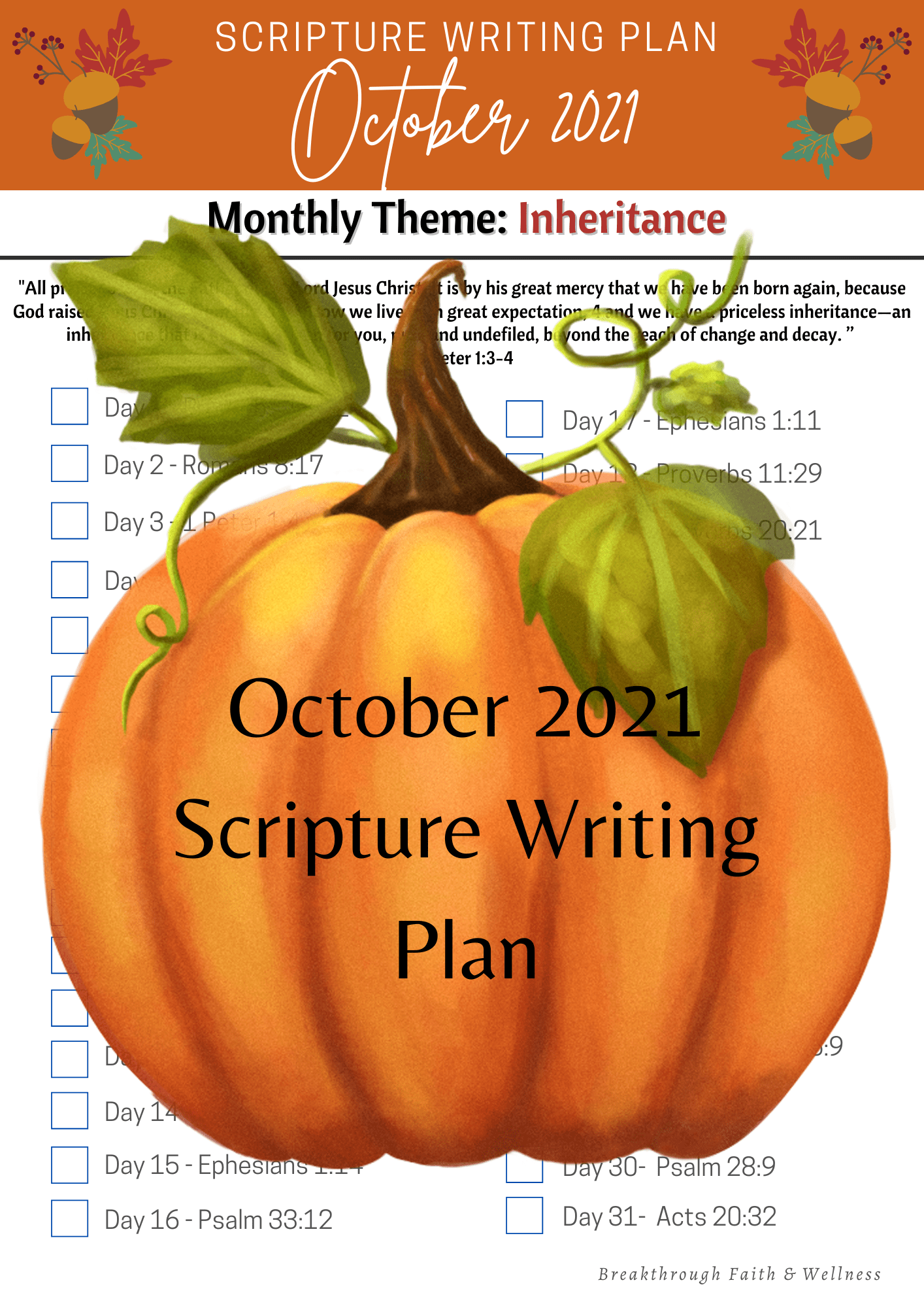 October 2021 Scripture Writing Plan