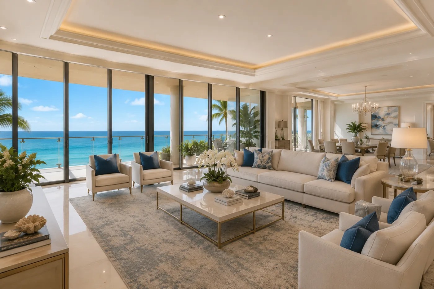 Elegant living room of a luxury South Florida home